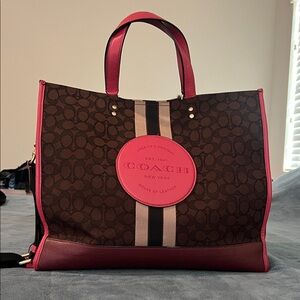 Coach Brown and Pink Tote Bag